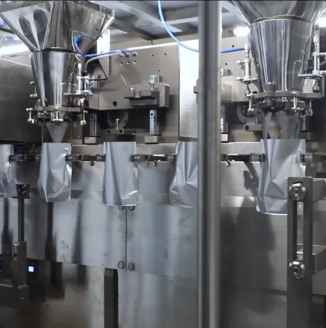 Filling funnels over metallised pouches