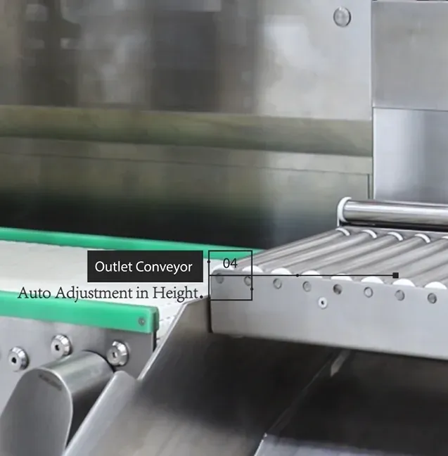 Outlet conveyor with automatic height adjustment