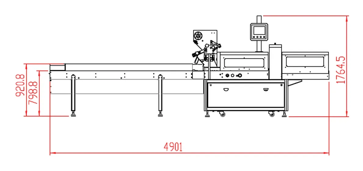Front elevation of the FP700S, with its dimensions