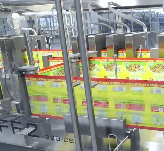 Pouches moving along the line