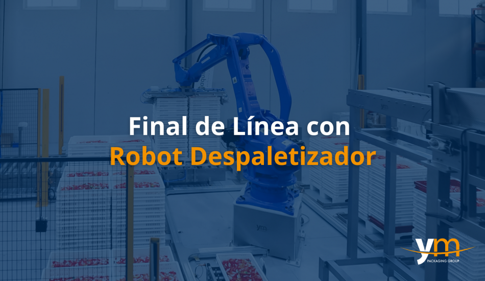 FIN DE LIGNE AVEC UNPALETISING, MIXAGE DE PRODUITS, PESAGE ET PALETTISATION PAR ROBOT.